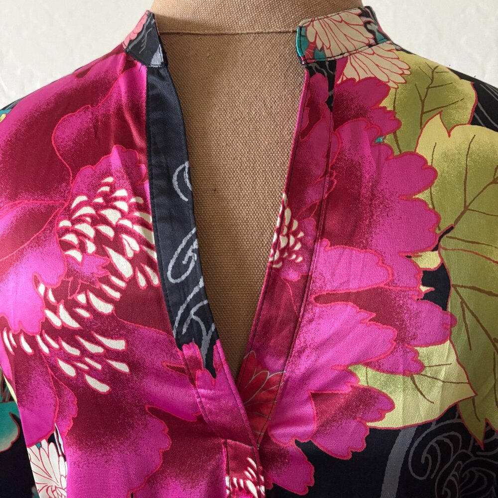Natori Caftan, Size S, Black/Pink/Green Print, NWOT - Picture 3 of 10